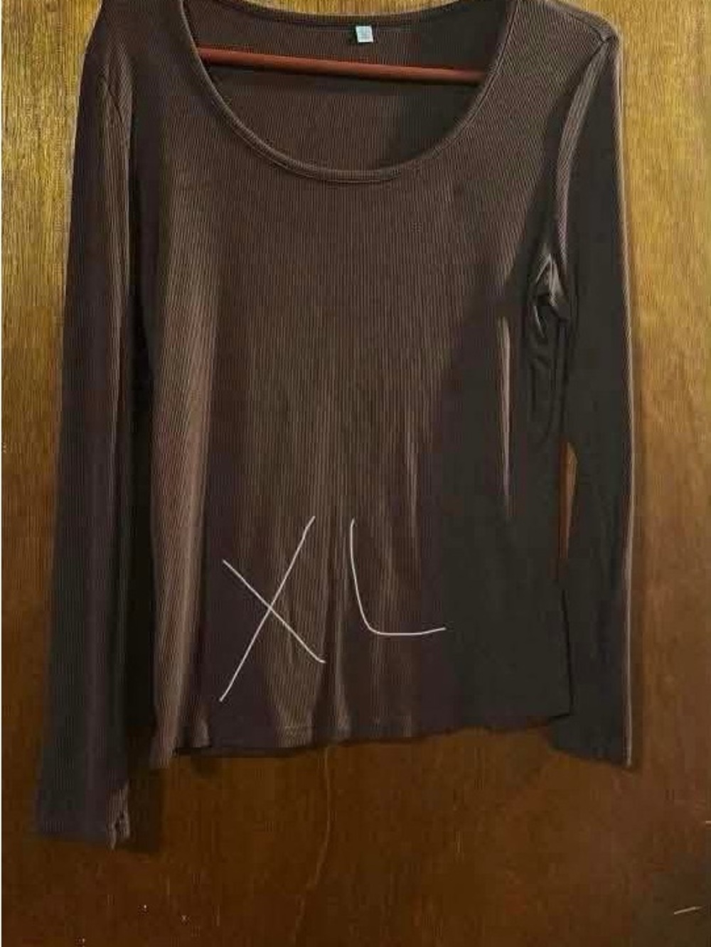 Long Sleeve Scoop Neck Women’s Top — Brown